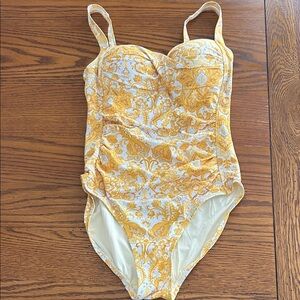 Nip Tuck Swim Yellow and White Swimsuit